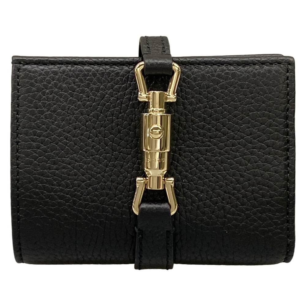 Gucci Jackie Bifold Wallet 645536 Black Silver Leather Hardware